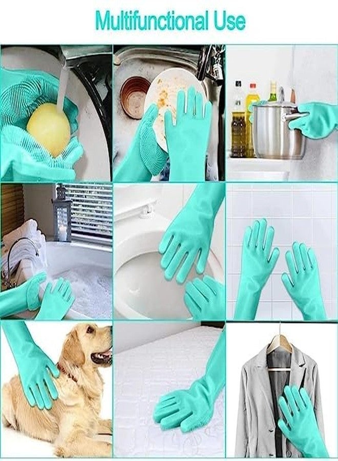 GLOVESKART قفازات سيليكون من GLOVESKART® (5 ألوان)، قفازات تنظيف لغسل الأطباق، المطبخ، الحمام، تنظيف السيارة، العناية بالحيوانات الأليفة، قفازات مطاطية قابلة لإعادة الاستخدام للاستخدام المنزلي، مقاس واحد (عبوة من زوج واحد) (أزرق) - Image 5